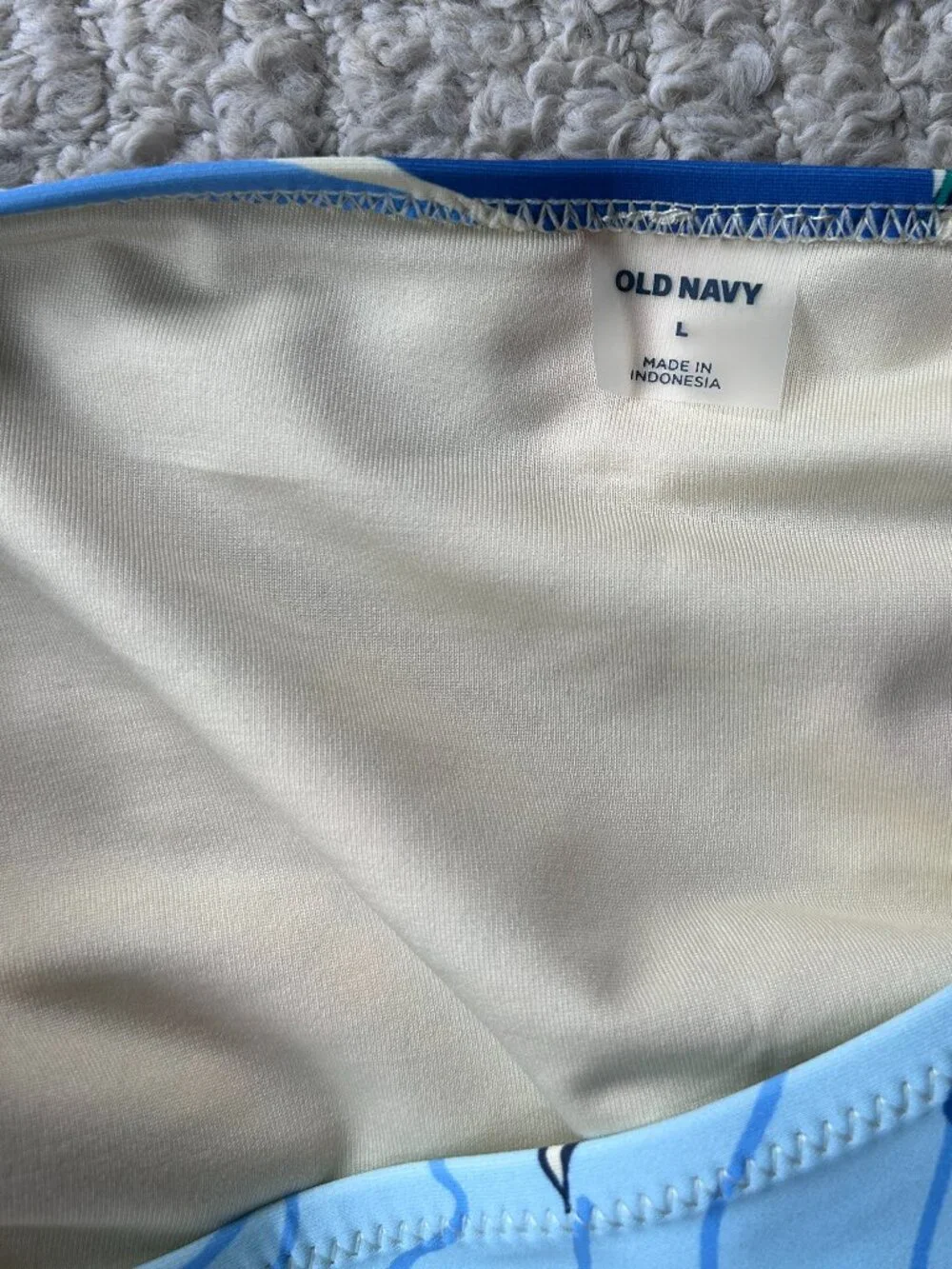 Old Navy Blue Textured & High Waist Beach Scene Two-Piece Bikini - Picture 3 of 4